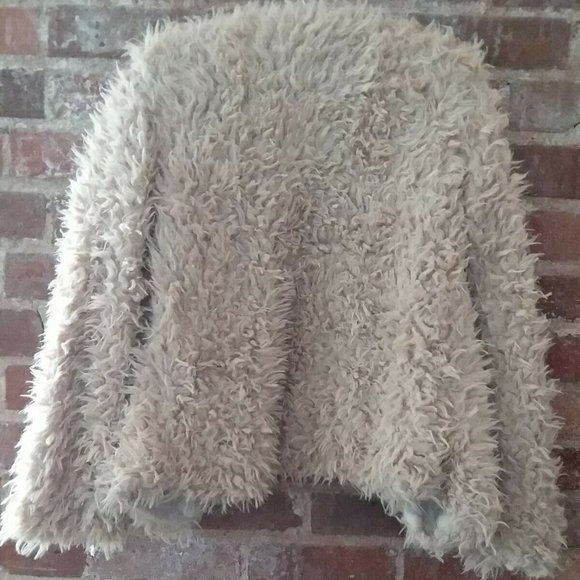 MADE IN YIFAN Cream Long Sleeve Lined Faux Fur Jacket Coat Women Juniors Size XL - Picture 11 of 13